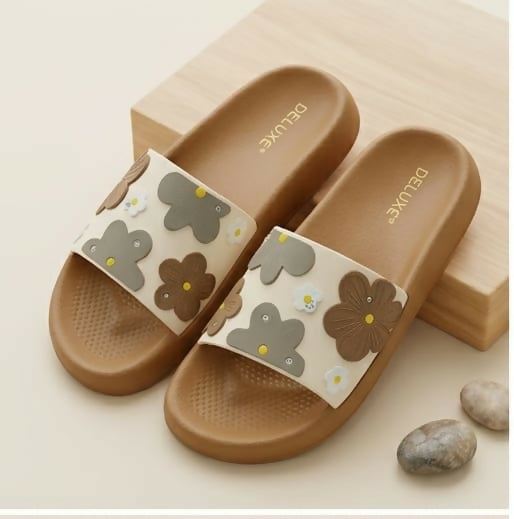Deluxe Footwear Ultra Soft Sole Slipper for Women – Floral Printed Premium Cushion Slides for Girls