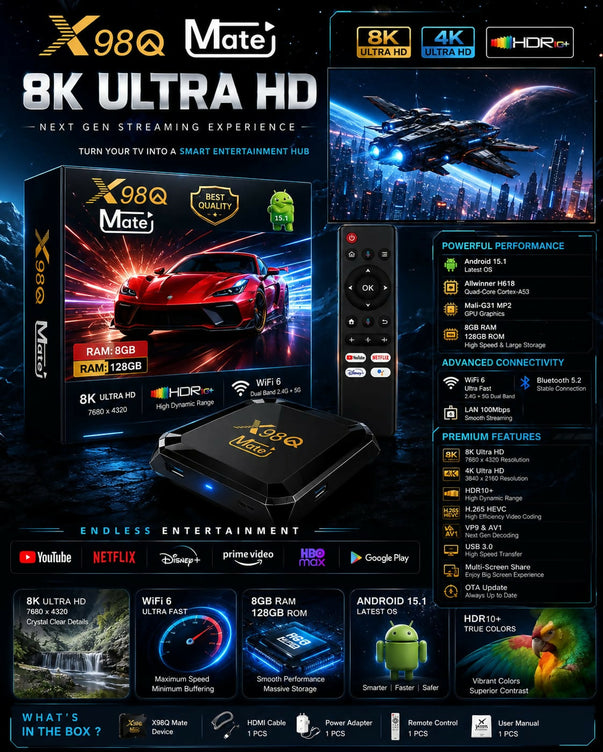 X98Q Mate Android TV Box 8GB/128GB 8K