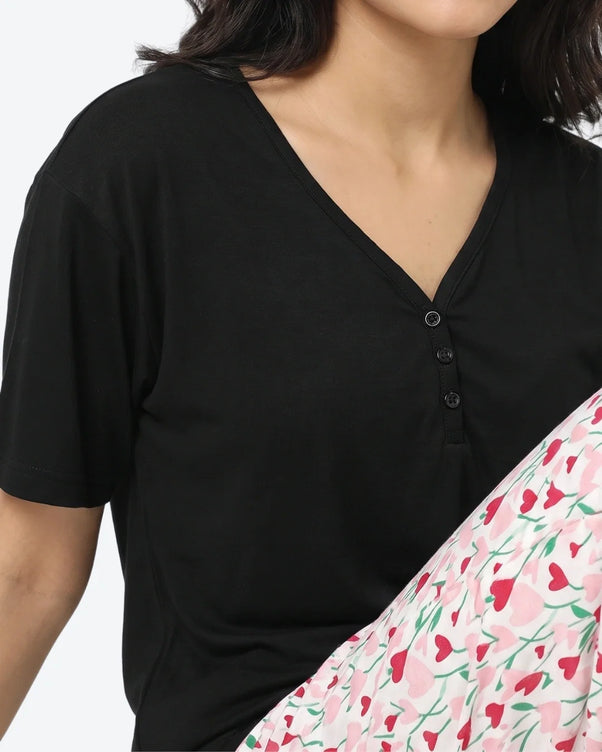 Sajiero Cotton PJ Set - Heart Petal