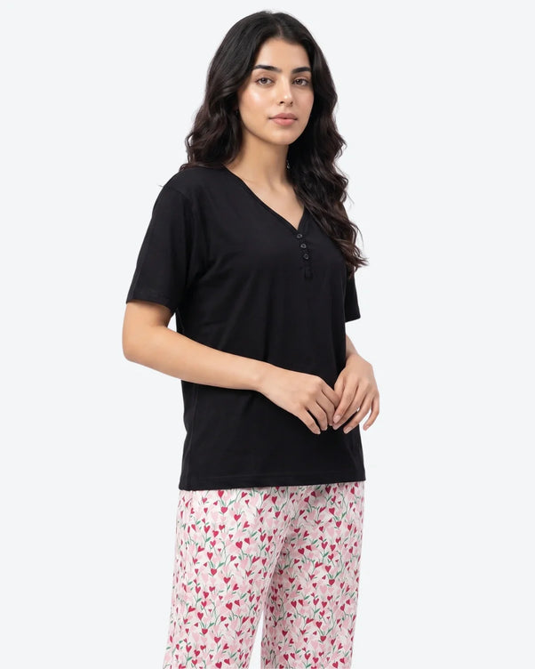 Sajiero Cotton PJ Set - Heart Petal