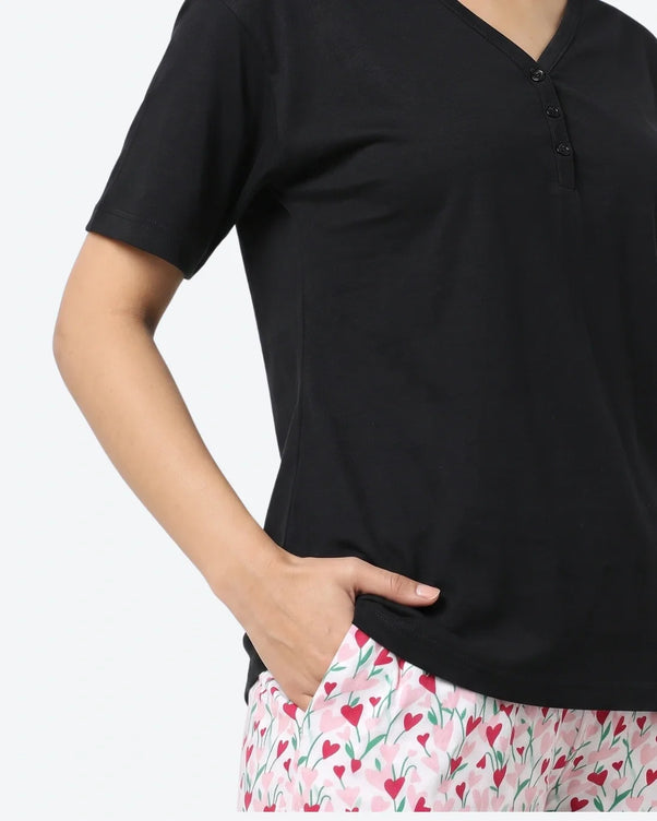 Sajiero Cotton PJ Set - Heart Petal