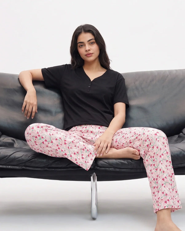 Sajiero Cotton PJ Set - Heart Petal