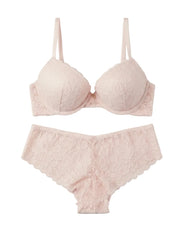 Sajiero Padded Bra Set - Elviora - Baby Pink