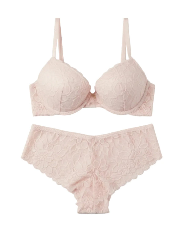 Sajiero Padded Bra Set - Elviora - Baby Pink