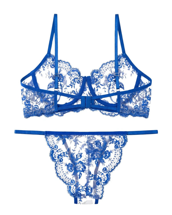 Sajiero Non Padded Bra Set - Florisse - Blue