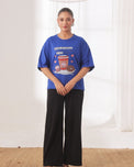 Sajiero Drop Shoulder Graphic Tee - Go Easy Blue