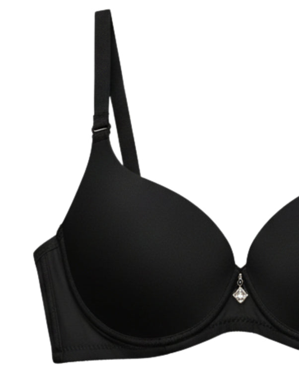 Sajiero Padded T-Shirt Bra -Smooth Lift - Black