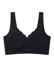 Sajiero Seamless Front-Button Bra - Roselle Ribbed - Black