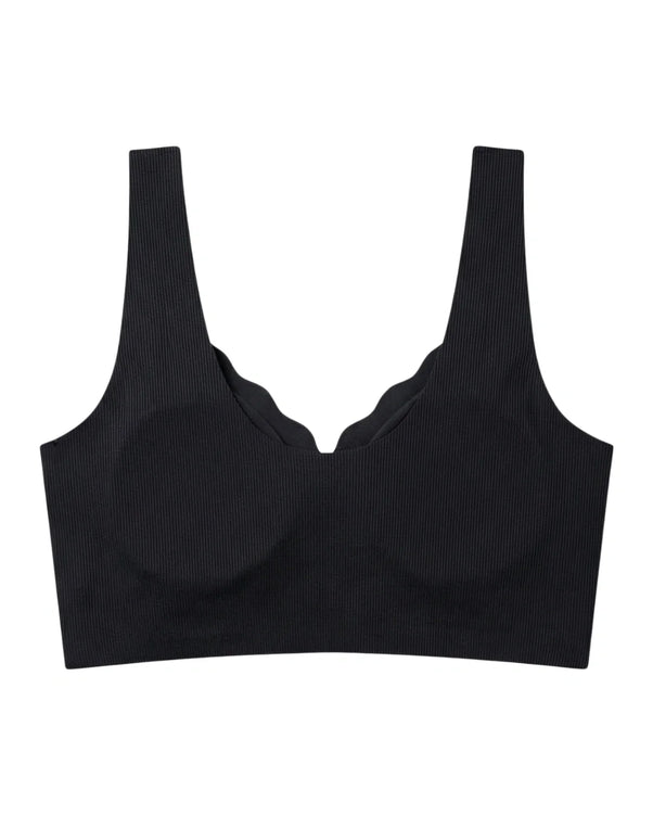 Sajiero Seamless Front-Button Bra - Roselle Ribbed - Black