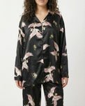 Sajiero Oversized Silk Pajama Suit - Flamingo - Black
