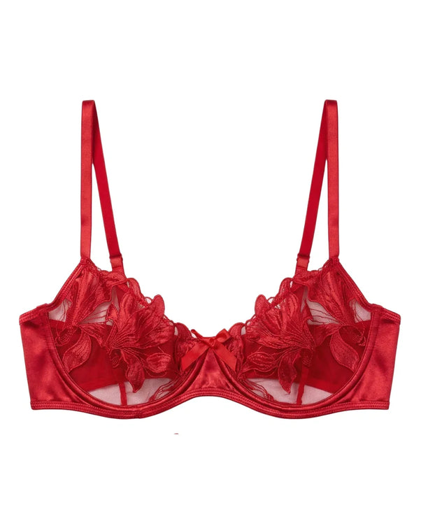 Sajiero Non Padded Bra Set - Petal Luxe - Red