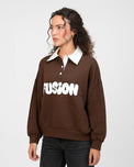 Sajiero Fleece Polo Style Sweatshirt - FUSION - Brown