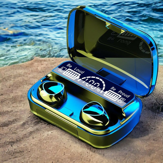 Original M10 TWS Bluetooth Earbuds Wireless Earphones, Bluetooth 5.1 Headphones, Hi-Fi Stereo Sound, 9D Noise Reduction, IPX7 Waterproof Headset with Large Capacity 3500mAh LED Display Charging Case/Powerbank & Mic Connectivity: