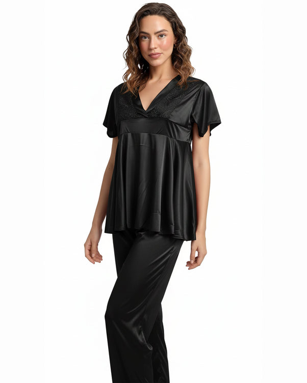 Sajiero Silk PJ Set - Silk Ease - Black