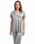 Sajiero Silk PJ Set - Silk Ease - Silver
