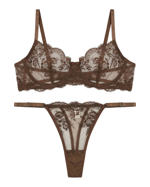 Sajiero Non Padded Bra Set - Truffle - Brown