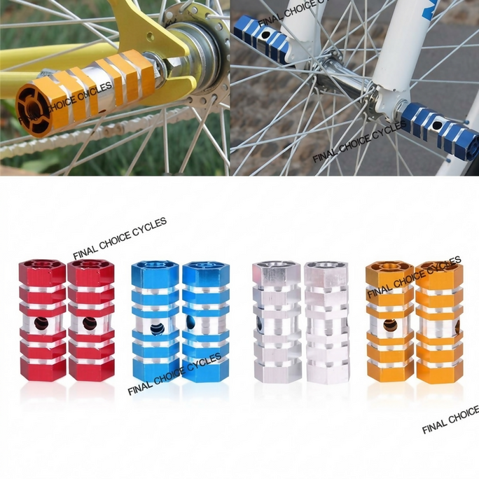 Durable Aluminum Alloy BICYCLE Foot PIN - Non-Slip Front & Rear Axle Footrests