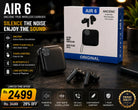 Original Air 6 Wireless Bluetooth Earbuds Noise Cancelling TWS Gaming Headset | Waterproof Sport Earphones, Immersive Sound, Heavy Bass Buds with Mic, Wide Compatibility for All Smartphones