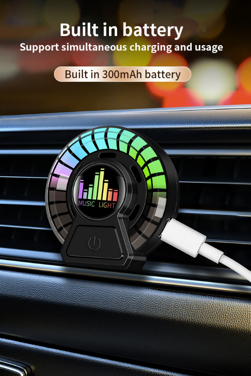 Car AC Vent Air Freshener Aromatherapy RGB Sound Rhythm LED Rechargeable Light Aroma Therapy For Desktop Gaming and Car Dashboard Accessories
