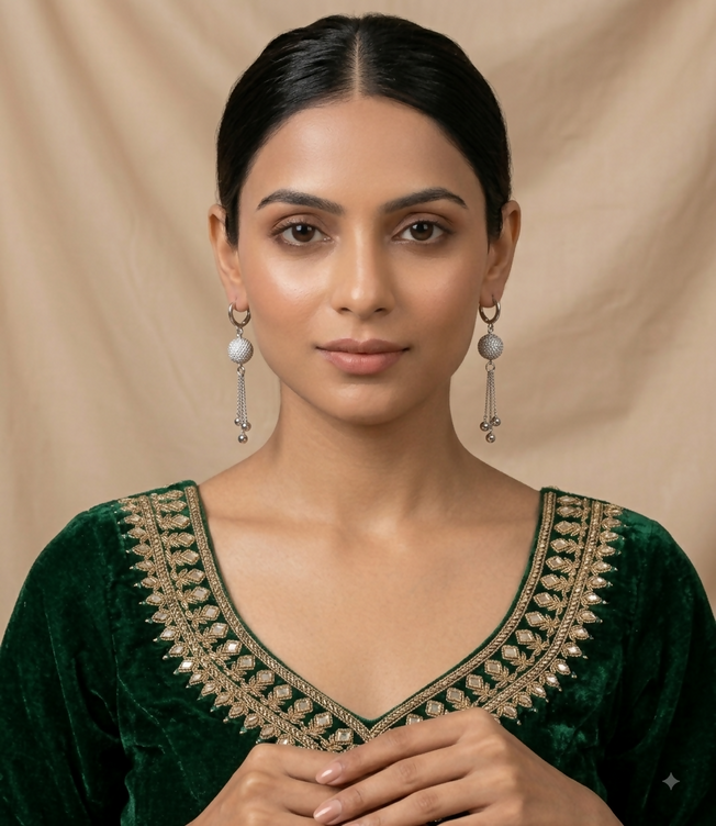 Elegant Silver Crystal Sphere Tassel Earrings for Women - Sparkly Ball Dangle Earrings with Huggie Hoop Clasp
