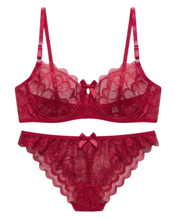 Sajiero Non Padded Bra Set - Seravine - Red