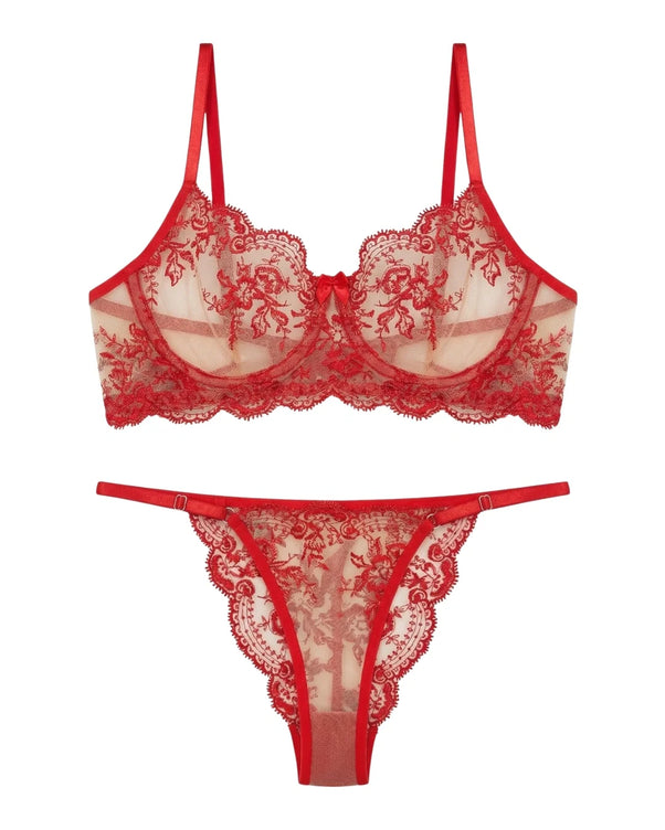 Sajiero Non Padded Bra Set - Florisse - Red