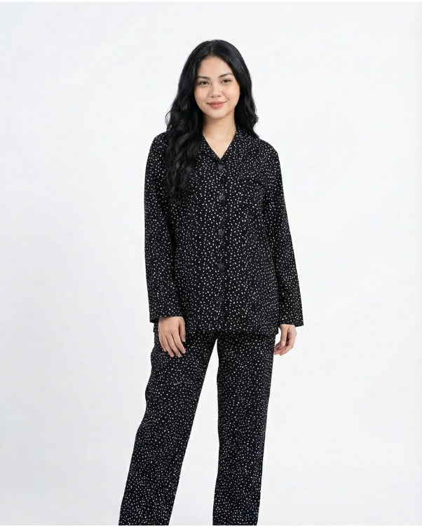 Sajiero Linen Pajama Suit - Blushy Heart - White