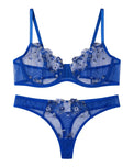 Sajiero Non Padded Bra Set - Noir Rose - Blue