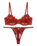 Sajiero Non Padded Bra Set - Petal Luxe - Maroon