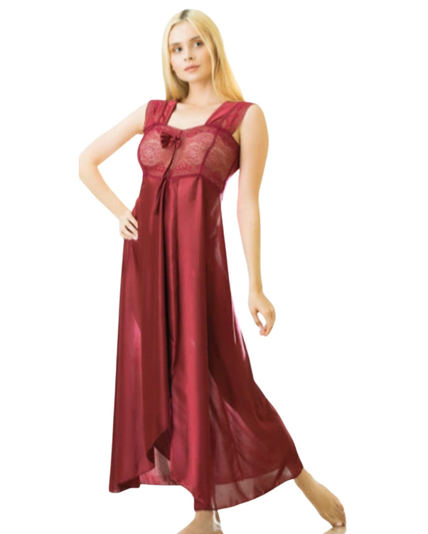 Sajiero Elegant 1 Piece Cross Cut Long Nightie (011)