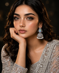 Rainbow Crystal AB Stone Oxidized Jhumka