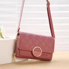 Quilted Double Zipper Crossbody Wallet Purse for Women - Multi-Card Holder Mobile Phone Shoulder Bag with Long Strap