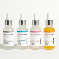 GROW WAY GLOBAL 4-Piece Serum Bundle — Niacinamide + Hyaluronic Acid + Glutathione + Vitamin C