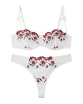 Sajiero Non Padded Bra Set - Blush Veil - White