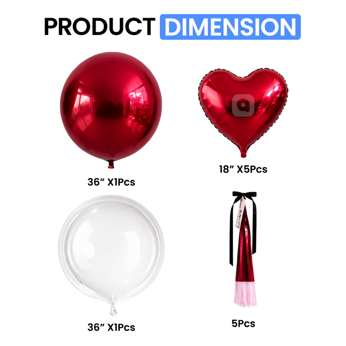 Romantic Heart & Round Foil Balloon Decoration Set