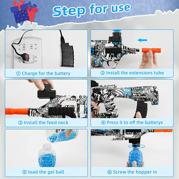 Mini AUG Gel Blaster Rechargeable Electric Machine Toygun With 10000 Pcs Gel Balls