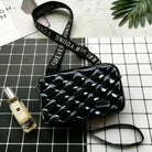 Trendy Mini Suitcase Hard Shell Crossbody Bag for Women - Compact Fiber Hardcase Shoulder Purse with Adjustable Strap