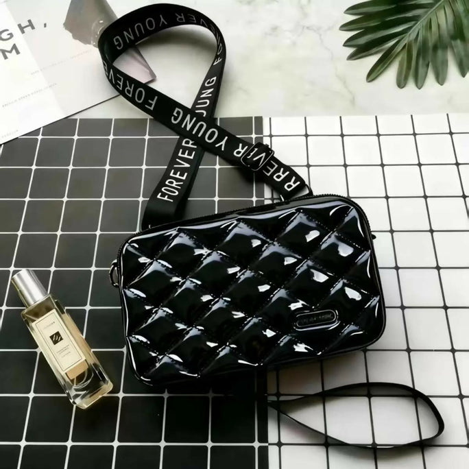 Trendy Mini Suitcase Hard Shell Crossbody Bag for Women - Compact Fiber Hardcase Shoulder Purse with Adjustable Strap