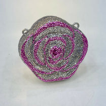 Elegant Rose Flower Rhinestone Crystal Clutch Bag for Women - Premium Hard Case Evening Crossbody Purse
