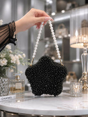 Mini Star Pearl Embellished Frame Clutch for Women - Premium Metal Frame Evening & Party Handbag