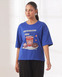 Sajiero Drop Shoulder Graphic Tee - Go Easy Blue