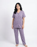 Sajiero Cotton PJ Set - Heart Bliss - Purple