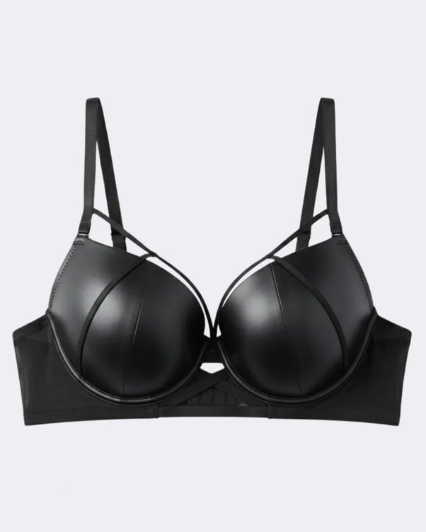 Sajiero Padded Bra Set - Leather Fit - Black