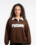 Sajiero Fleece Polo Style Sweatshirt - FUSION - Brown
