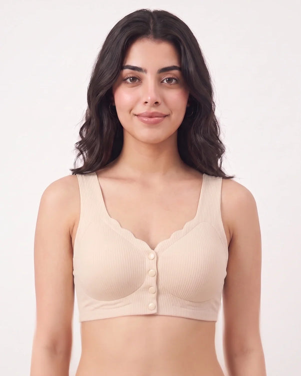 Sajiero Front-Button Bra - Zova - Skin