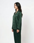 Sajiero Satin Silk Pajama Suit - Noir - Dark Green