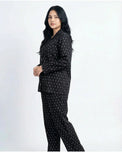 Sajiero Linen Pajama Suit - Black Tulip