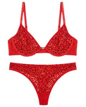 Sajiero Non Padded Underwired Bra Set - Crimsona