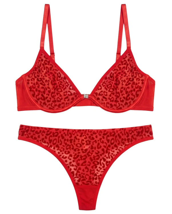 Sajiero Non Padded Underwired Bra Set - Crimsona