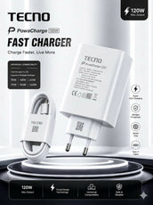 Original TECNO 120W Super Fast Charger with Type-C Cable